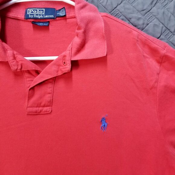 Polo By Ralph Lauren Shirt Mens L Red Custom Fit Short Sleeve Collared - Picture 3 of 9